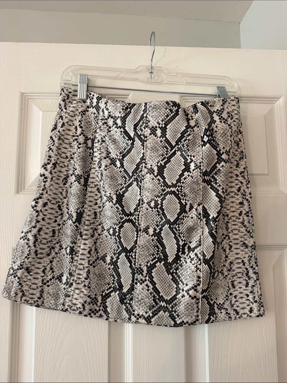 Lulu's Black & White Snake Print A-Line Mini Skirt